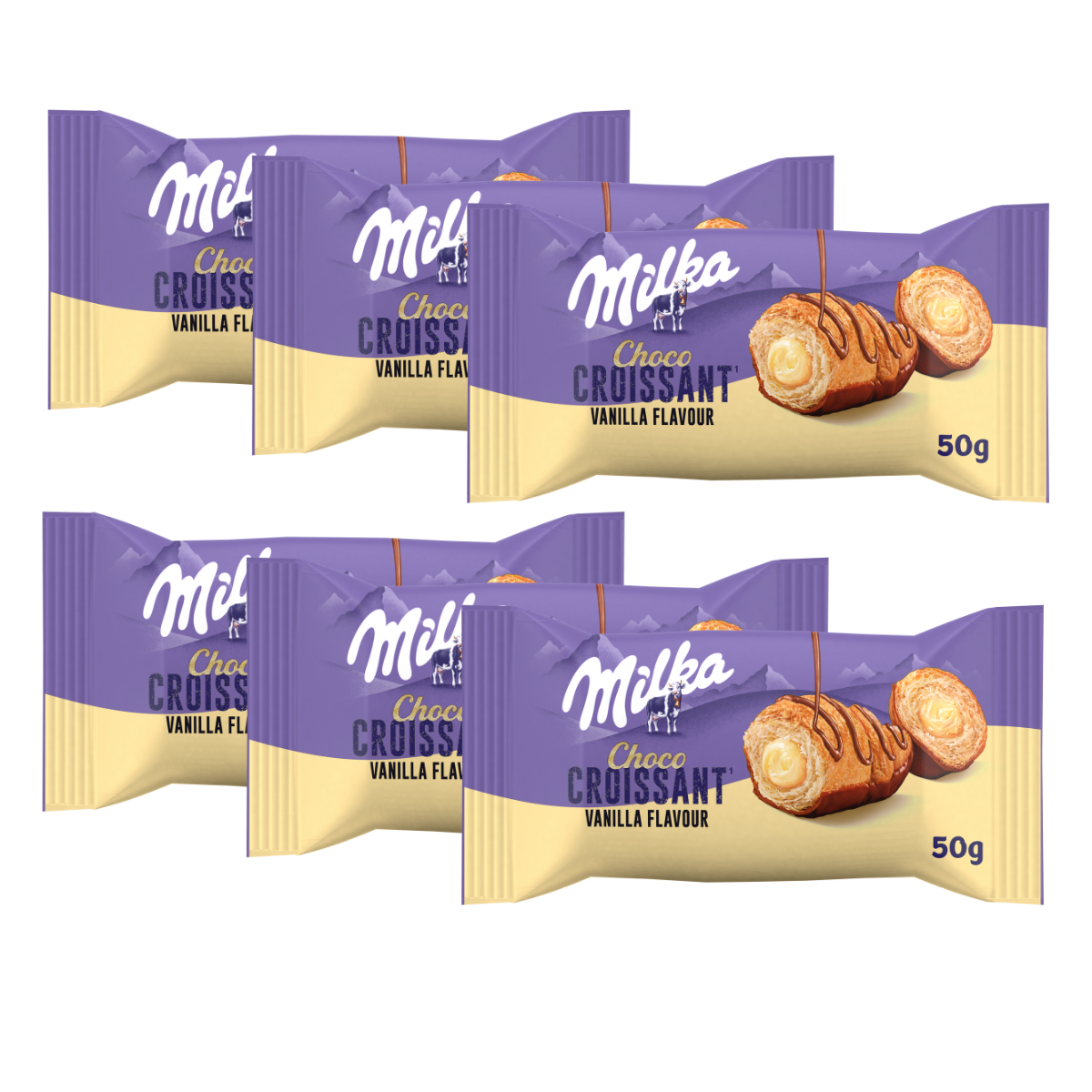Zestaw 6 x Milka croissant rogalik z nadzieniem waniliowym 50 g w polewie